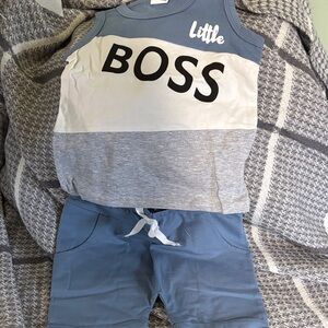Kids Blue and Gray Shorts Outfit